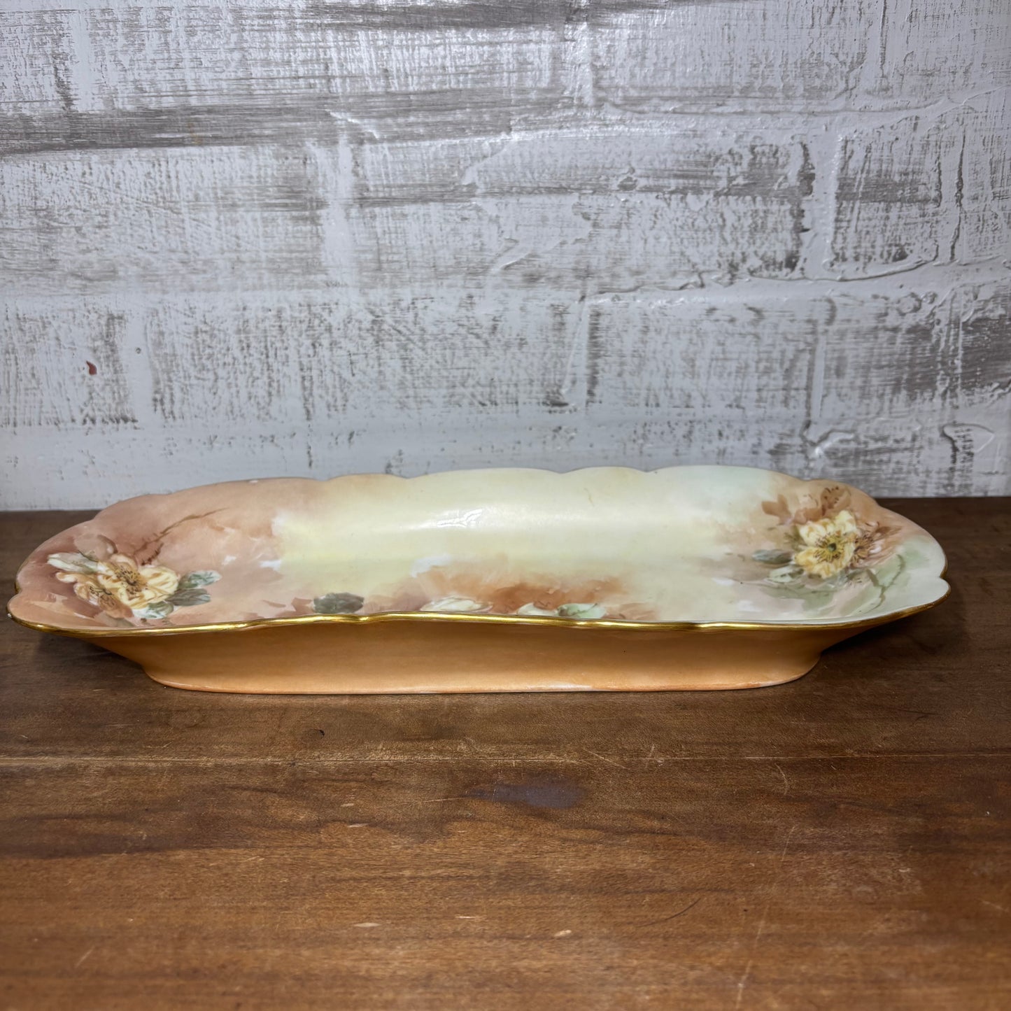 Antique Limoges France Hand-Painted Porcelain Celery Dish