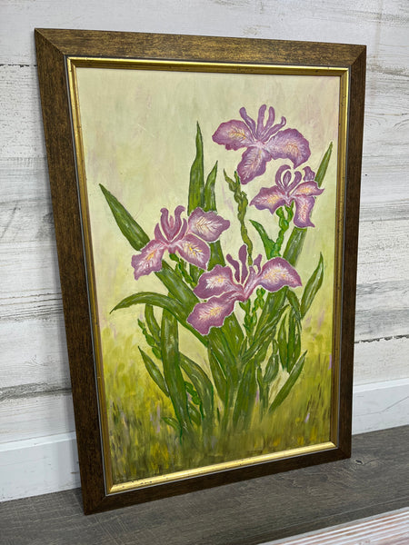 Vintage Iris Flower Original Painting