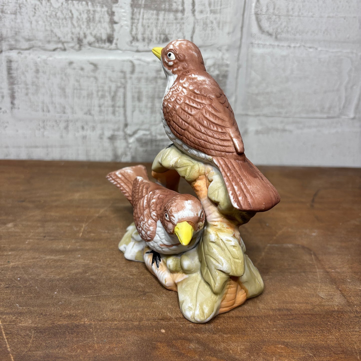 Vintage Porcelain Wren Birds On A Branch Figure