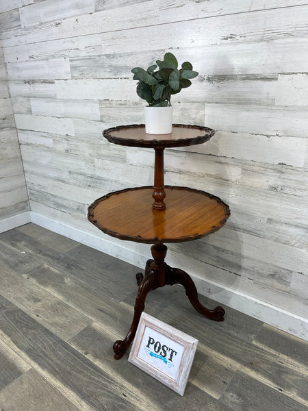 Antique 2 Tier Pie Crust End Table