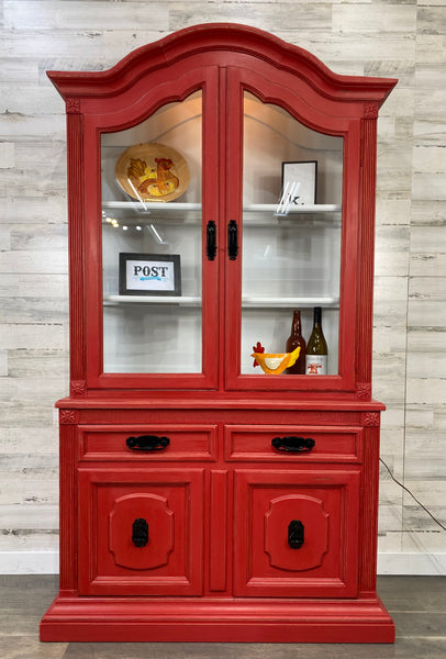 Farmhouse Red China Hutch