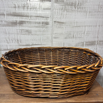 Dark Brown Oval Shaped Wicker Basket