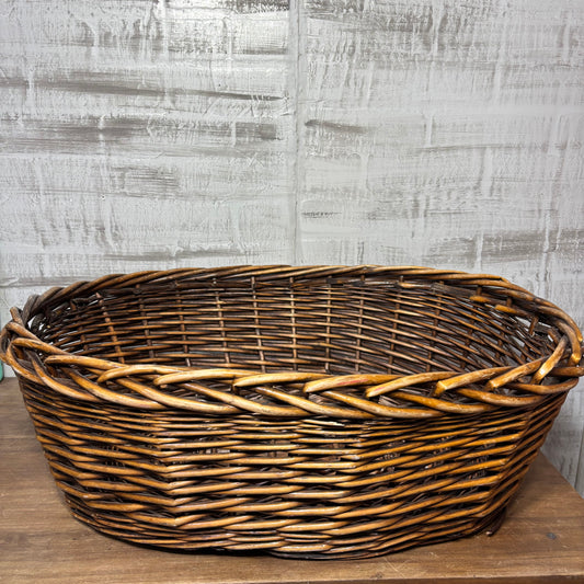 Dark Brown Oval Shaped Wicker Basket