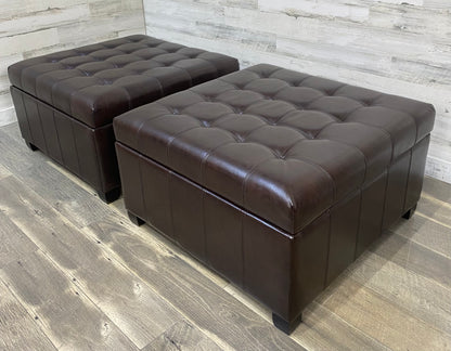 Set Of 2 Brown Storage Ottomans