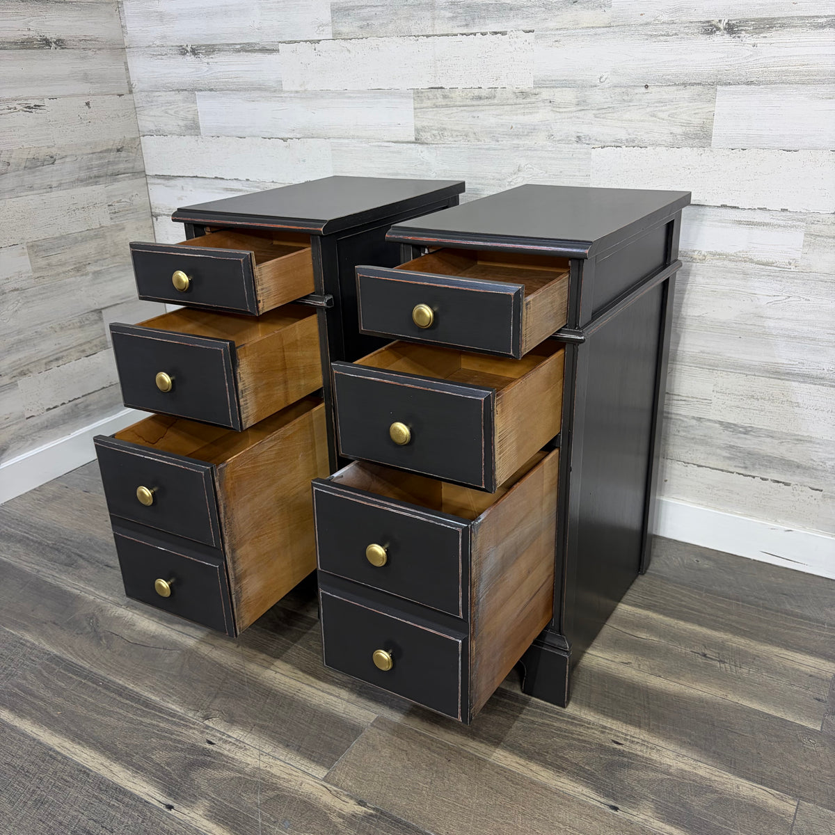 Matching Set Of 2 Black Nightstands