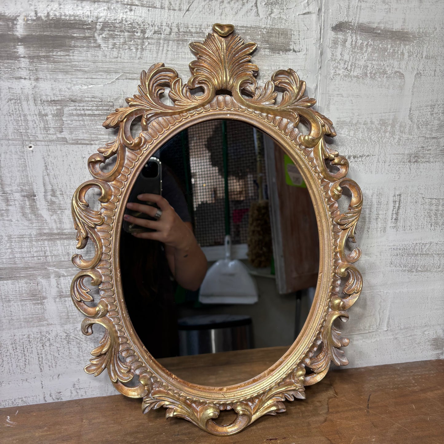 Ornate White Gold Mirror