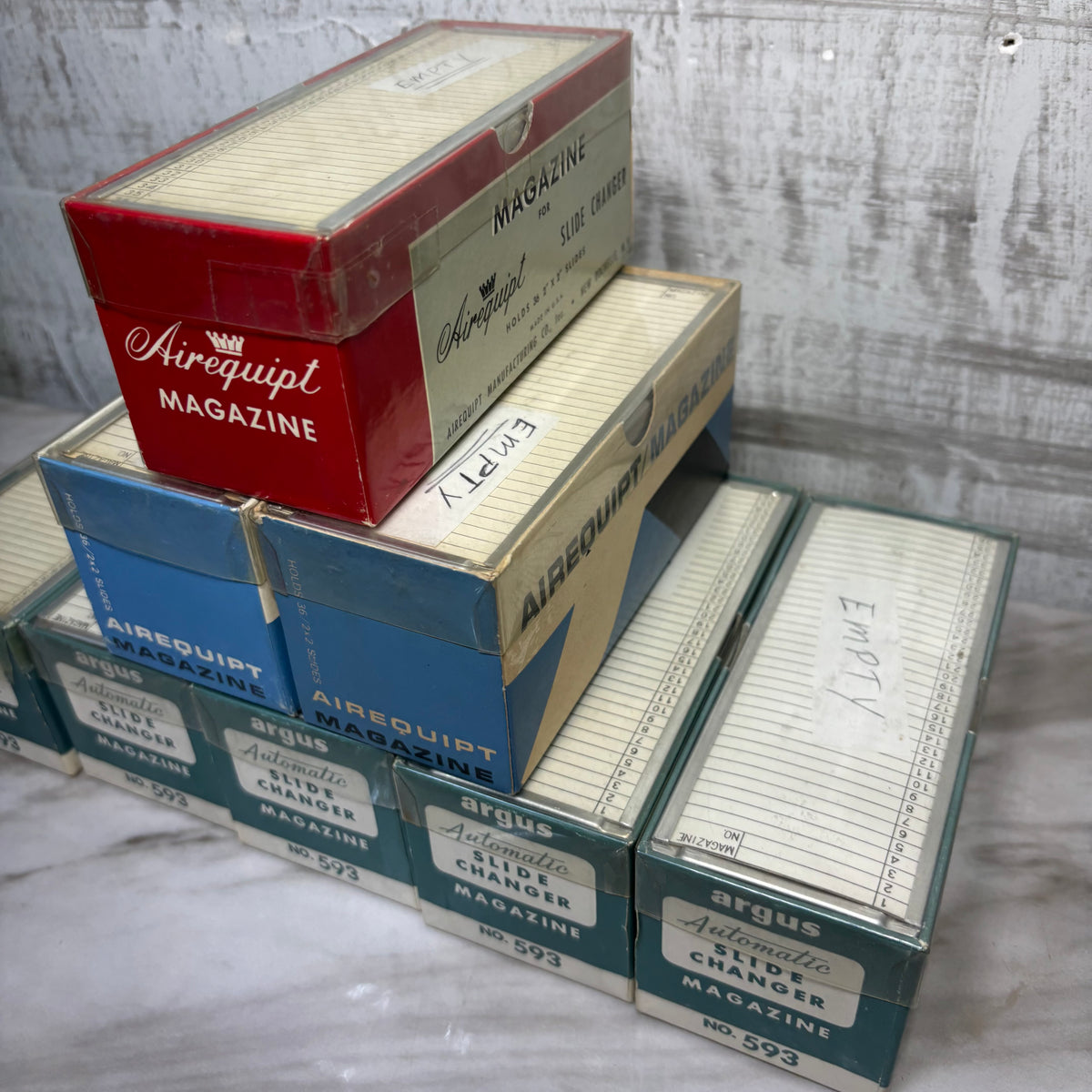 Vintage Lot Of 8 Airequipt and Argus Slide Projector Magazines Empty