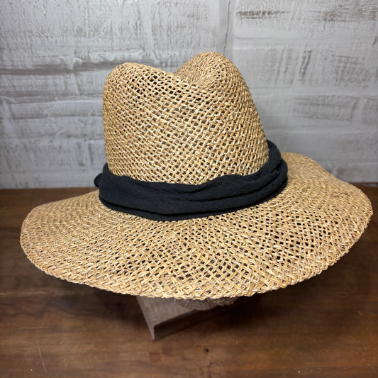 Straw Sun Hat W/ Black Ribbon