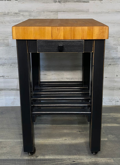 Black Butcher Block Kitchen Cart Island