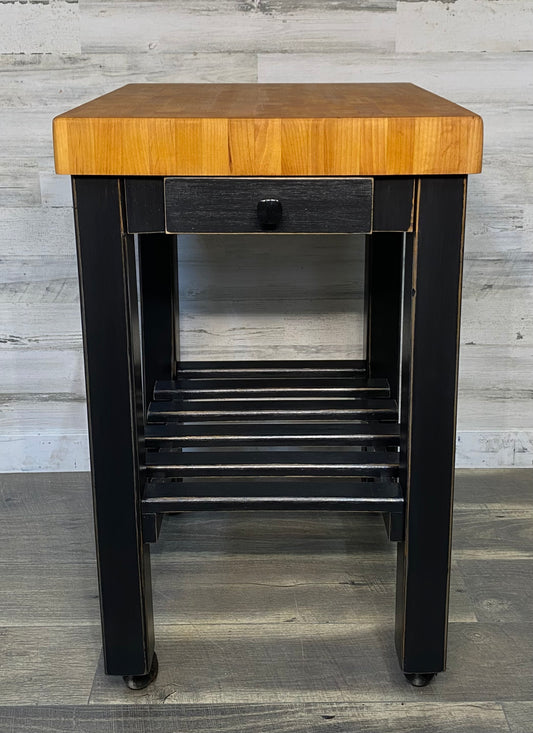Black Butcher Block Kitchen Cart Island