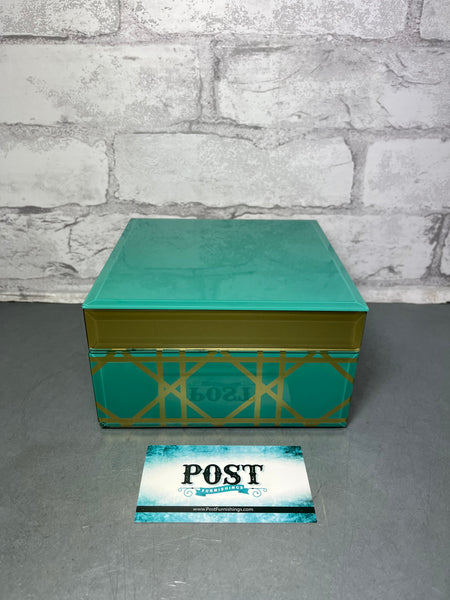 Teal And Gold Glass Jewelry Box