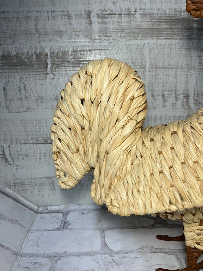Vintage Wicker Rooster Figurine