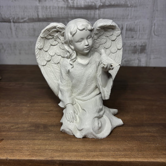 Angel Holding A Bird In One Hand Indoor Outdoor Statue