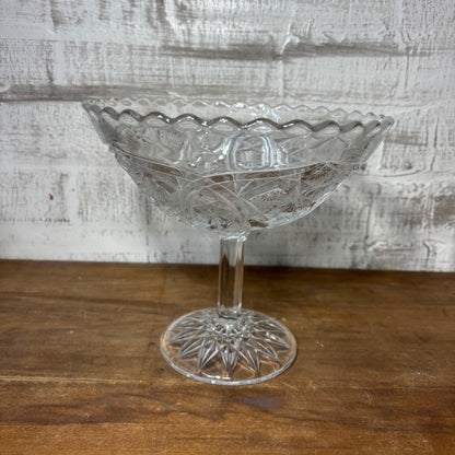 Vintage Higbee Glass Candy Dish/ Compote Bowl