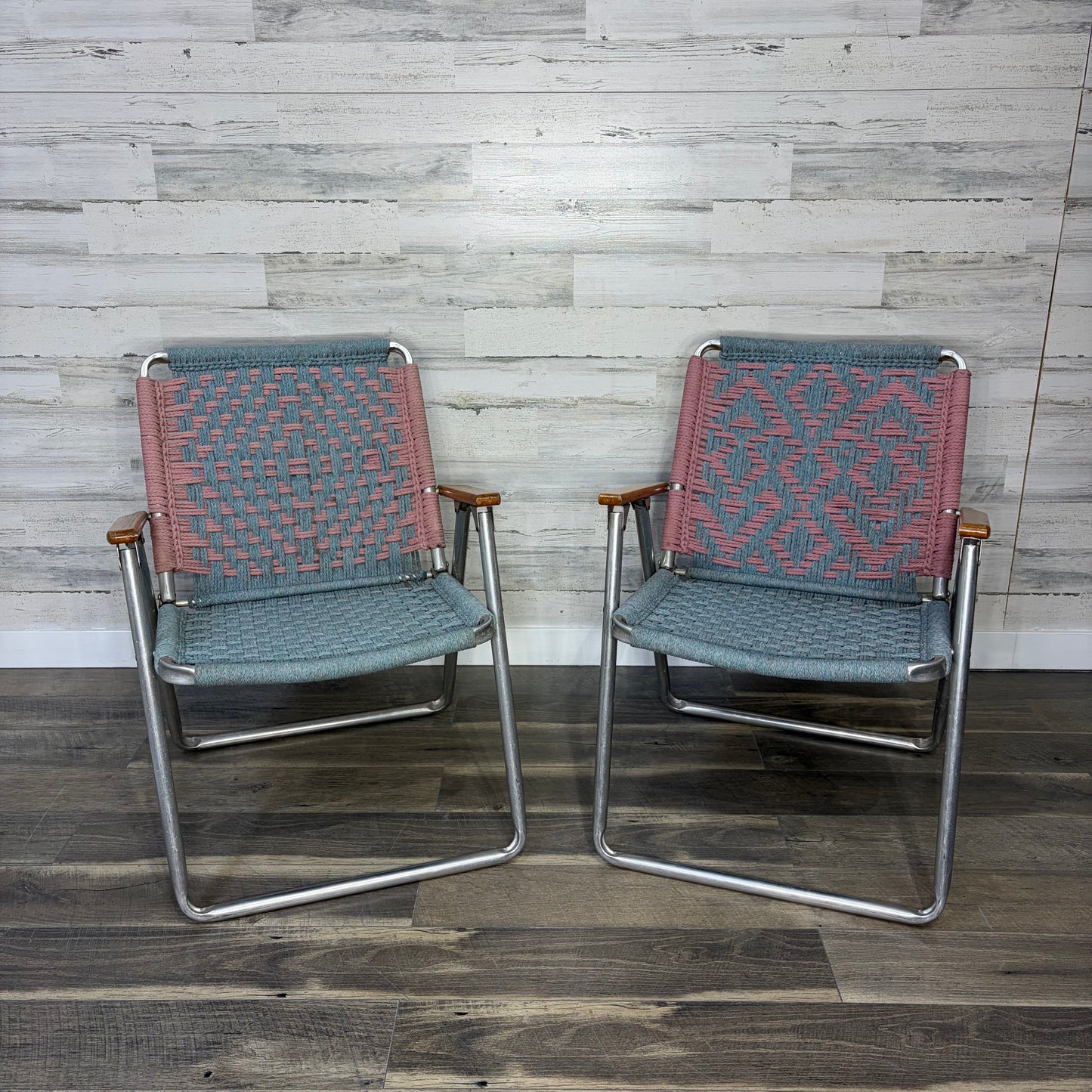 Set Of 2 Vintage Macrame Lawn Chairs