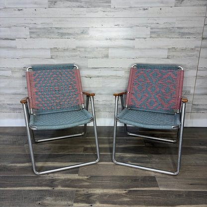 Set Of 2 Vintage Macrame Lawn Chairs
