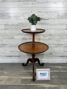 Antique 2 Tier Pie Crust End Table