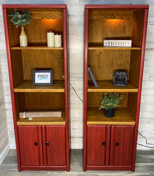 Set Of 2 Barn Red Bookshelves