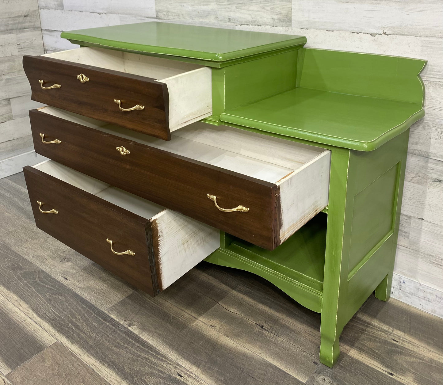 Green & Brown Antique Dresser