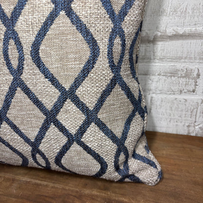 Gray Navy Blue Geometric Throw Pillow