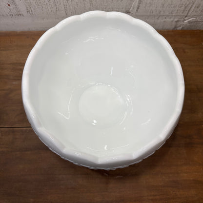 Vintage Heavy Indiana Company Canterbury Milk Glass Fruit Bowl