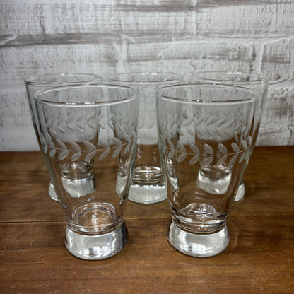 Mid Century Anchor Hocking Laurel Pattern Set Of 5 Glasses