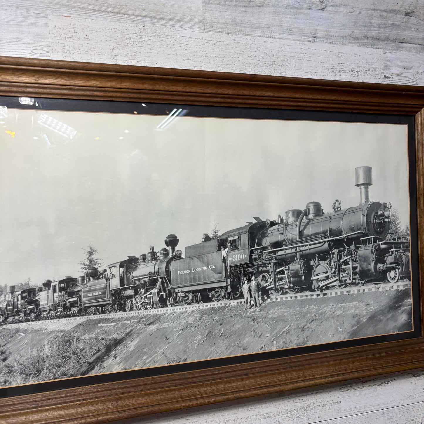 Vintage Polson Logging Co. #3100 Train Black & White Framed Print