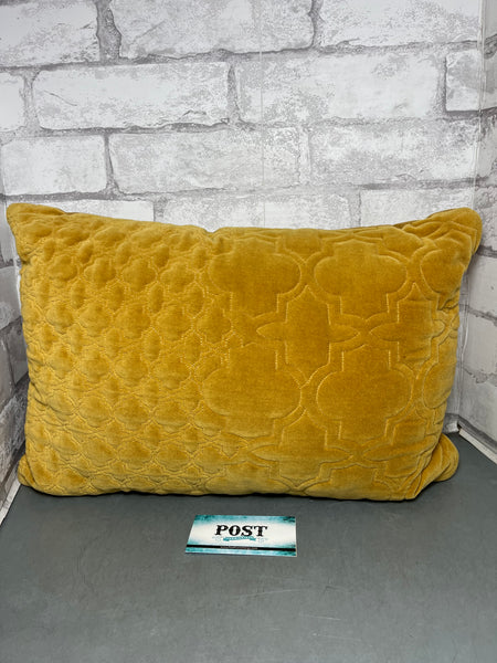 Quilted Velvet Yellow Lumbar Pillow