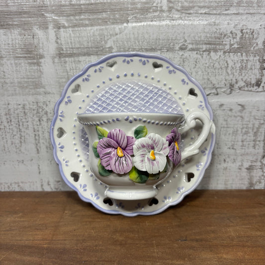 Lavender Lace Teacup & Saucer Wall Decor