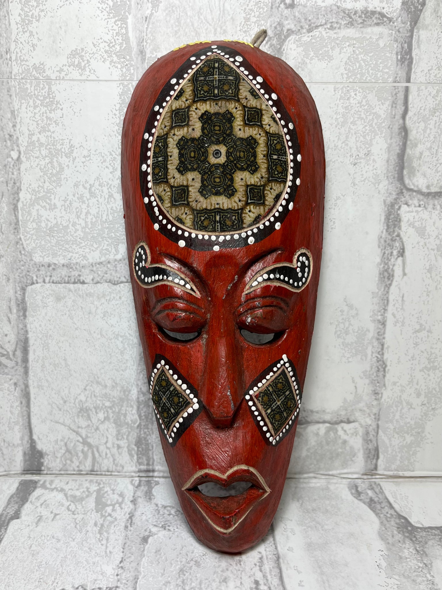 Red Tribal Costa Rican Wood Mask