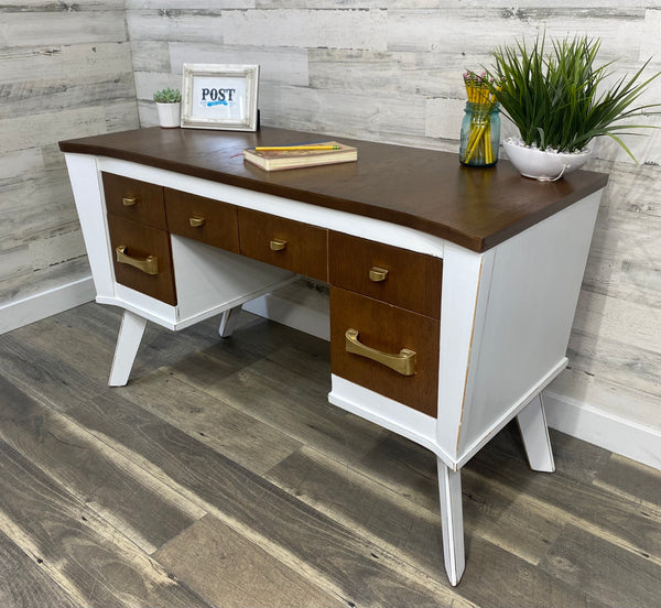 Mid Century Modern White Desk