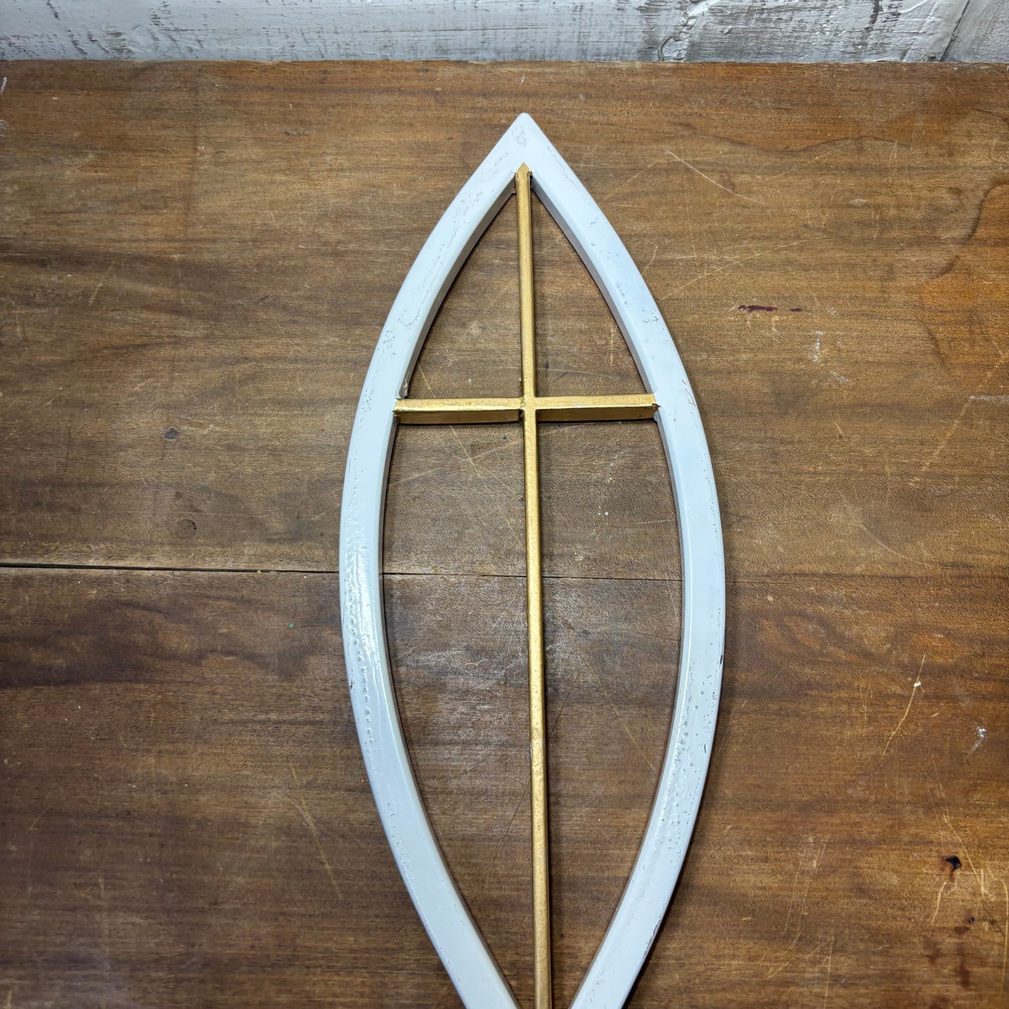 White Metal Ichthys Jesus Fish Wall Decor