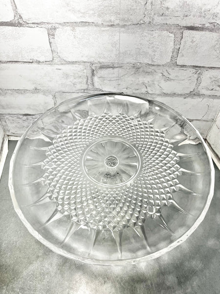 Large Crystal Cake Stand W/ Glass Cover Set