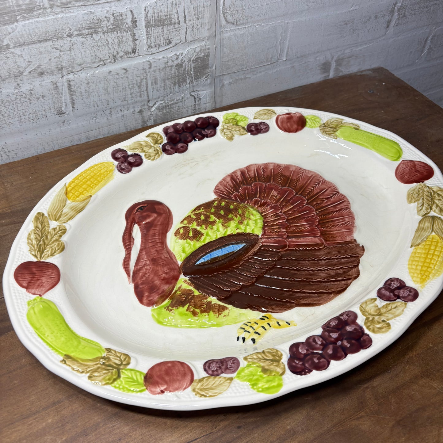 Vintage Hand Painted Thanksgiving Platter