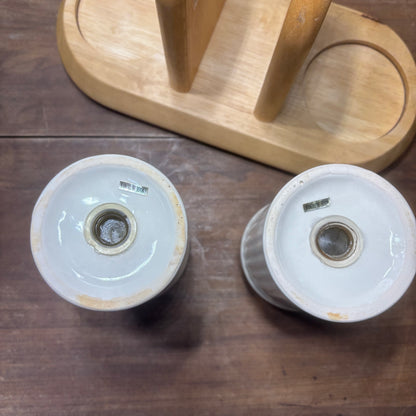 Vintage Ceramic Salt & Pepper Shakers/ Napkin Holder
