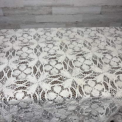 Vintage Hand Crocheted Medallion Lace Bedspread