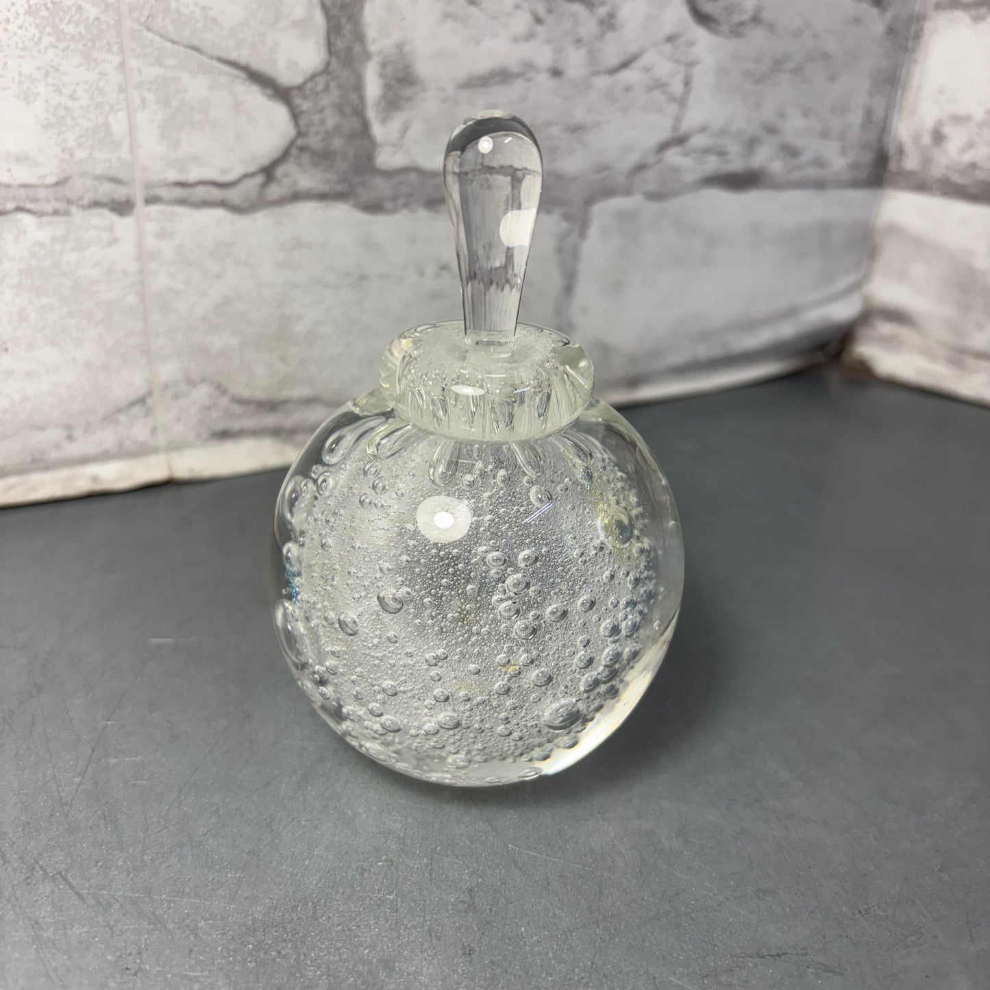 Karg Art Clear Iridescent Glass Perfume Bottle W/ Dauber