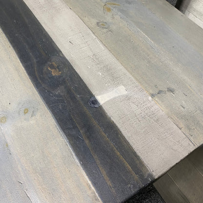 Rustic Dining Set Gray & Black Stripe Table
