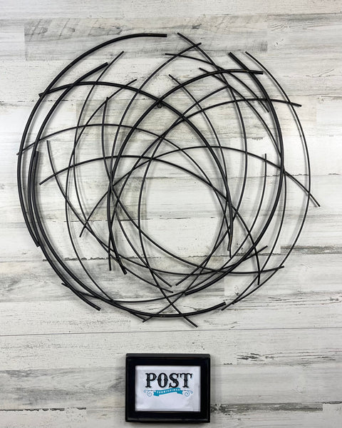 Metal Black Abstract Round Wall Art Modern Contemporary 3d Handmade