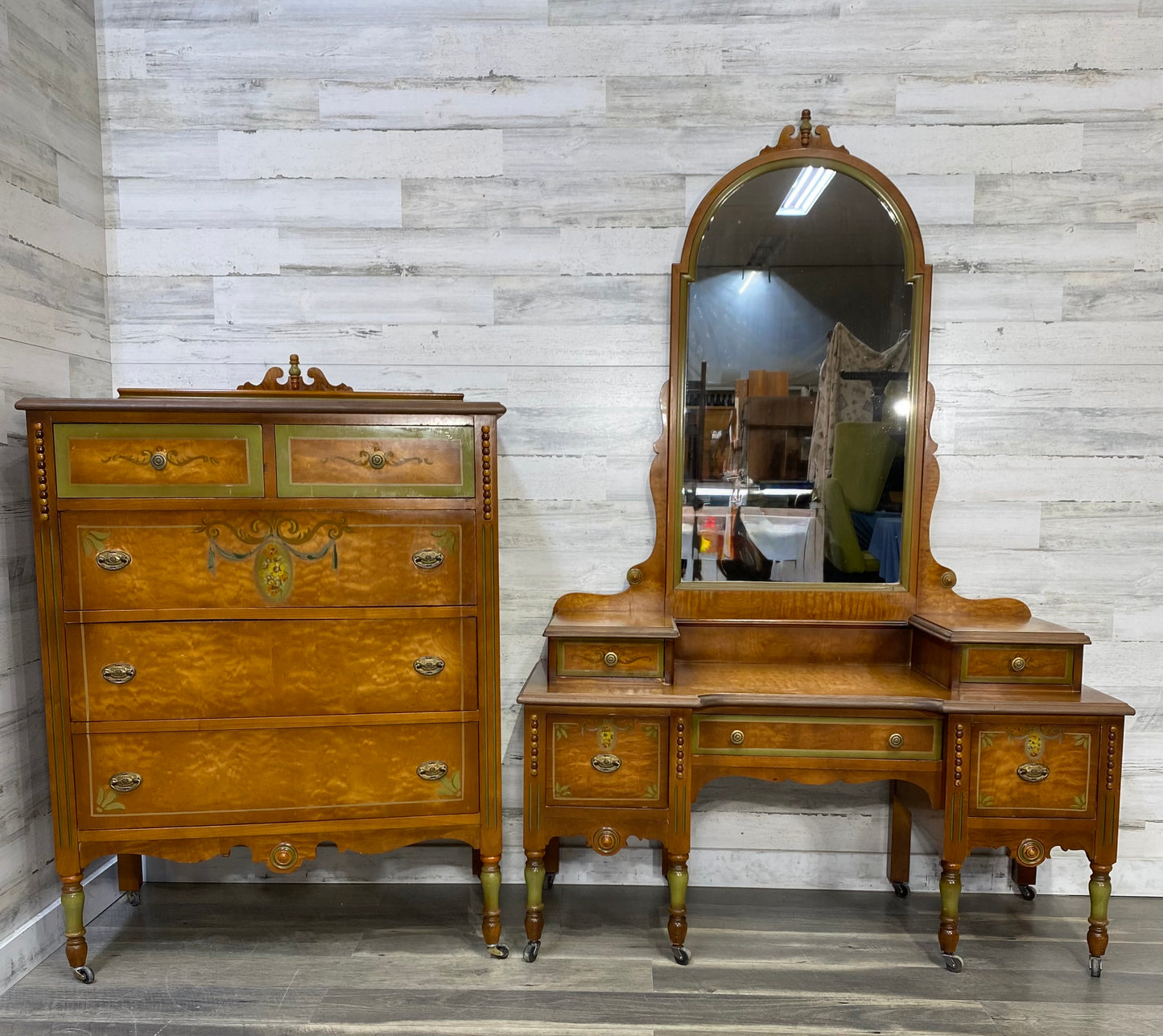 Antique Dresser & Vanity Desk Set