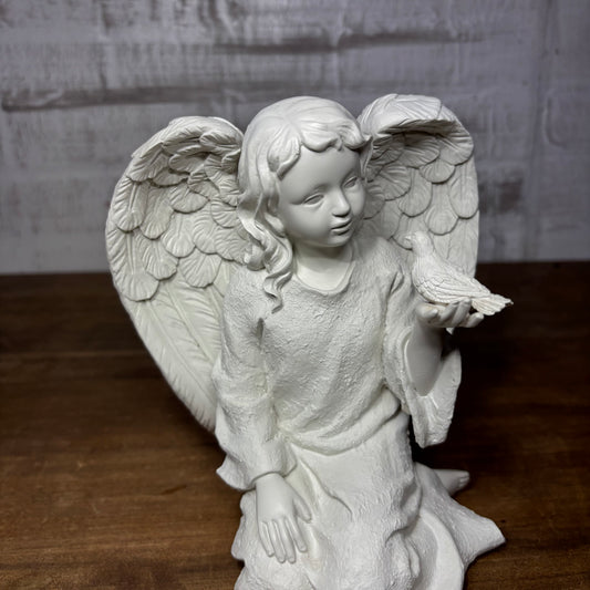 Angel Holding A Bird In One Hand Indoor Outdoor Statue