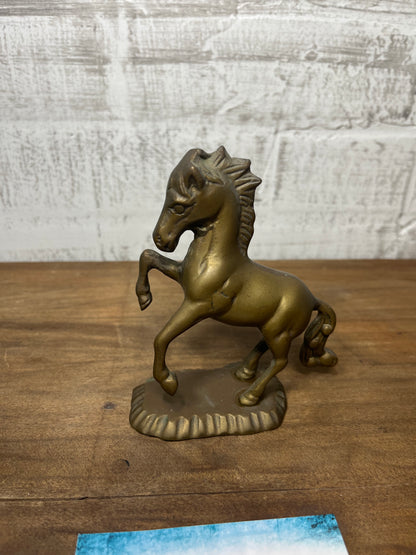 Vintage Solid Brass Rearing Horse Figurine