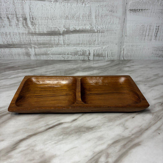 Vintage Teak Wood Double Tray