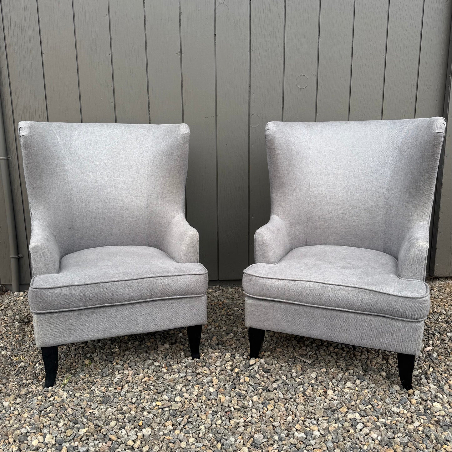 Set of 2 Modern Wingback Chairs Gray