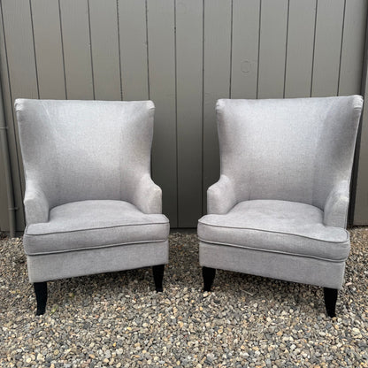 Set of 2 Modern Wingback Chairs Gray