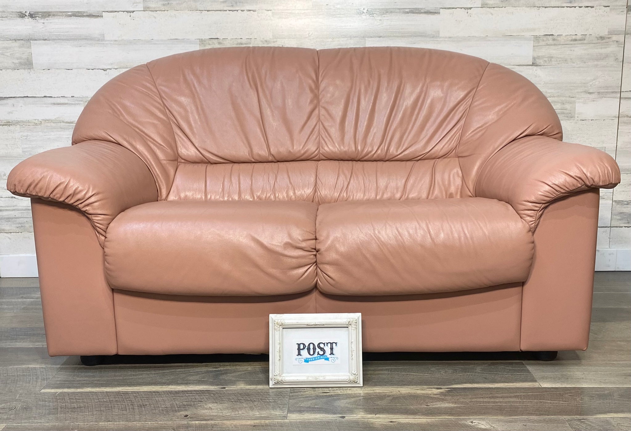 Pink Italian Leather Natuzzi Loveseat