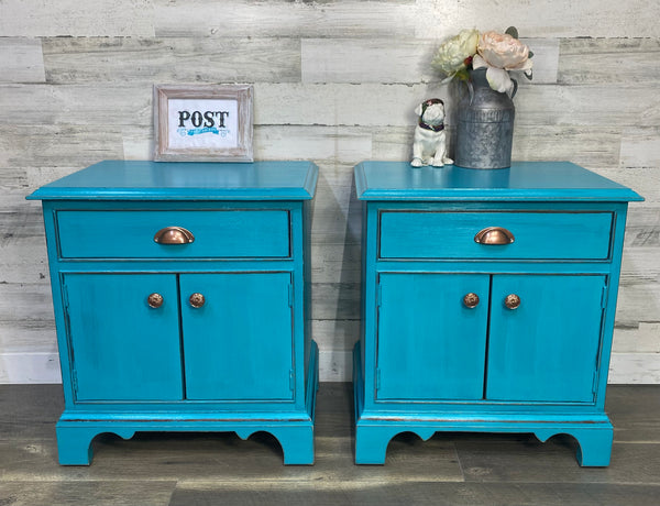 Matching Set Of 2 Teal Nightstands