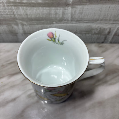 Vintage Porcelain Yellow Bird Gold Trim Mug
