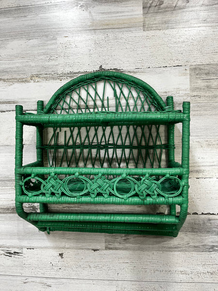 Green Vintage Wicker Hanging Shelf