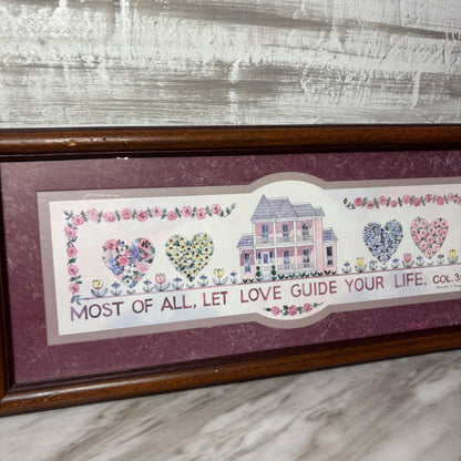 Vintage Charles F. Humphrey Framed Scripture COL. 3:14 Matted Print